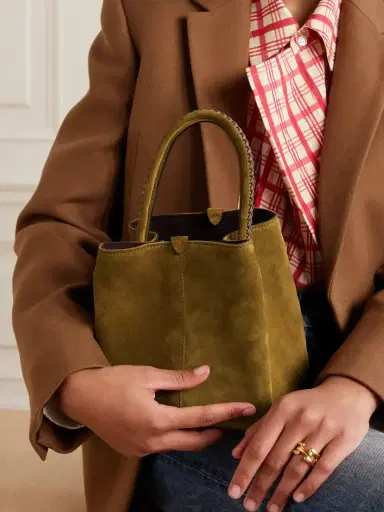 Métier Vérité Mini Braided Leather-trimmed Suede Tote | Thumbnail 2 Métier Vérité Mini Braided Leather-trimmed Suede Tote | Thumbnail 2