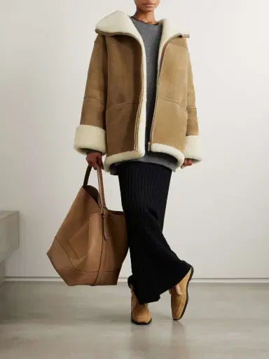 TOTEME Leather-trimmed Shearling Jacket | Thumbnail 2 TOTEME Leather-trimmed Shearling Jacket | Thumbnail 2