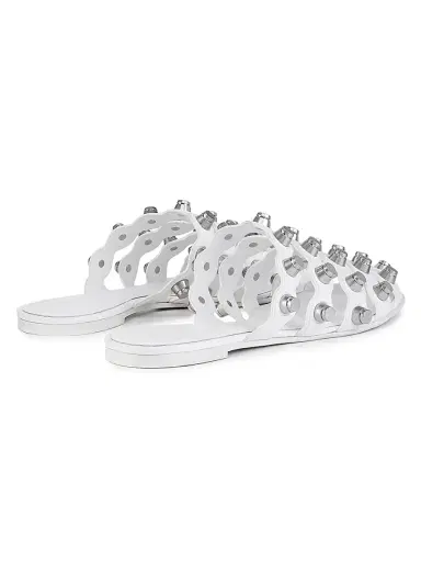 Alexander Wang Women's Rexa Studded Cage Slides - Optic White Sandals | Thumbnail 3 Alexander Wang Women's Rexa Studded Cage Slides - Optic White Sandals | Thumbnail 3
