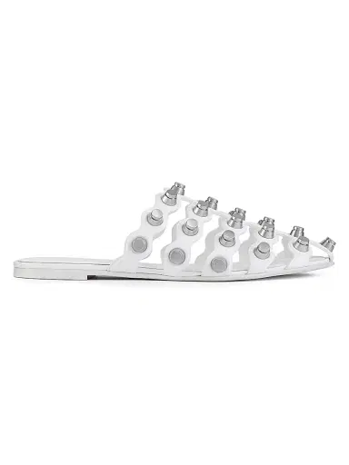 Alexander Wang Women's Rexa Studded Cage Slides - Optic White Sandals | Thumbnail 1 Alexander Wang Women's Rexa Studded Cage Slides - Optic White Sandals | Thumbnail 1