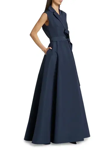 Carolina Herrera Women's Sleeveless Silk Trench Gown - Midnight - Size 4 | Thumbnail 4 Carolina Herrera Women's Sleeveless Silk Trench Gown - Midnight - Size 4 | Thumbnail 4
