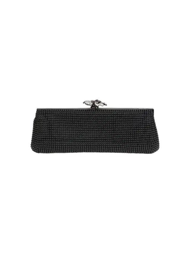Women's Crystal Flower Clutch - Black Women's Crystal Flower Clutch - Black