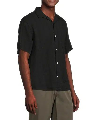 Corridor Men's Striped Seersucker Camp Shirt - Black - Size XXL | Thumbnail 4 Corridor Men's Striped Seersucker Camp Shirt - Black - Size XXL | Thumbnail 4