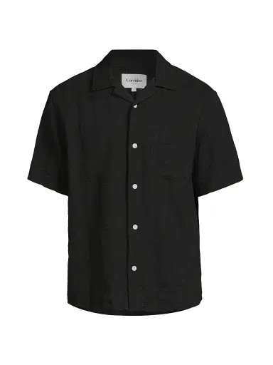 Corridor Men's Striped Seersucker Camp Shirt - Black - Size XXL | Thumbnail 1 Corridor Men's Striped Seersucker Camp Shirt - Black - Size XXL | Thumbnail 1
