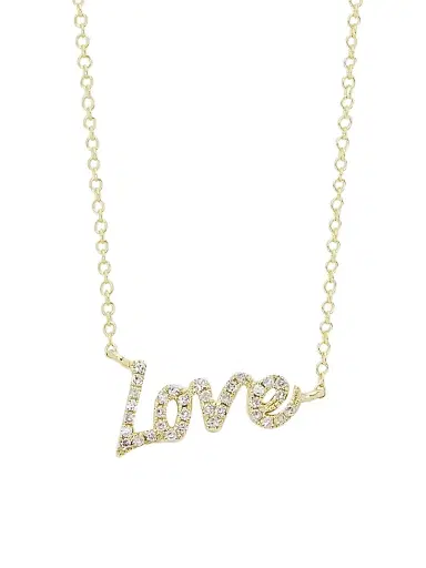 Meira T Women's 14K Yellow Gold & Diamond Love Pendant Necklace - Yellow Gold | Thumbnail 1 Meira T Women's 14K Yellow Gold & Diamond Love Pendant Necklace - Yellow Gold | Thumbnail 1