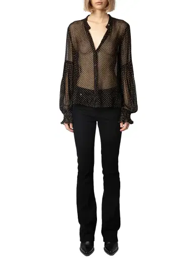 Zadig & Voltaire Women's Tandy Mousseline Sparkle Blouse - Noir - Size Small | Thumbnail 2 Zadig & Voltaire Women's Tandy Mousseline Sparkle Blouse - Noir - Size Small | Thumbnail 2