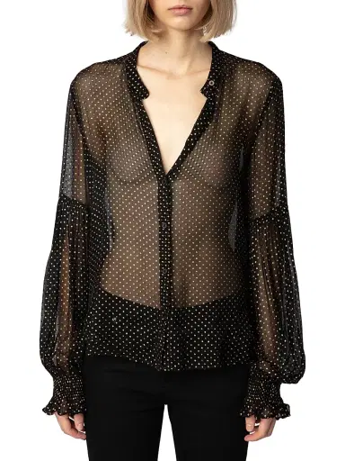 Zadig & Voltaire Women's Tandy Mousseline Sparkle Blouse - Noir - Size Small | Thumbnail 3 Zadig & Voltaire Women's Tandy Mousseline Sparkle Blouse - Noir - Size Small | Thumbnail 3