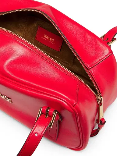 Versace Women's Tag Bowling Leather Shoulder Bag - Red Gold | Thumbnail 4 Versace Women's Tag Bowling Leather Shoulder Bag - Red Gold | Thumbnail 4