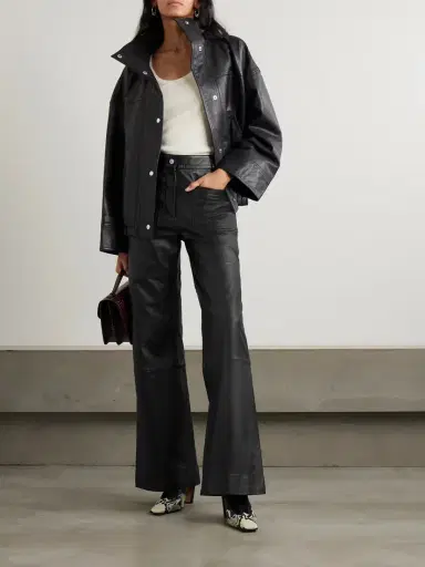 Victoria Beckham Alina Leather Flared Pants | Thumbnail 2 Victoria Beckham Alina Leather Flared Pants | Thumbnail 2