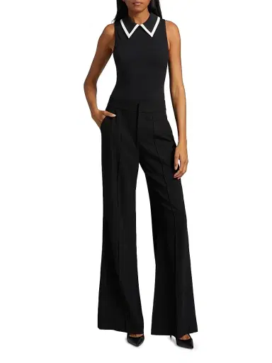 ALICE + OLIVIA Women's Rothy Sleeveless Bodysuit - Black Off White | Thumbnail 2 ALICE + OLIVIA Women's Rothy Sleeveless Bodysuit - Black Off White | Thumbnail 2