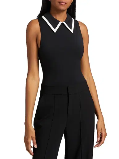 ALICE + OLIVIA Women's Rothy Sleeveless Bodysuit - Black Off White | Thumbnail 3 ALICE + OLIVIA Women's Rothy Sleeveless Bodysuit - Black Off White | Thumbnail 3