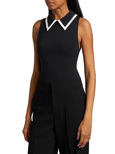 ALICE + OLIVIA Women's Rothy Sleeveless Bodysuit - Black Off White | Thumbnail 4 ALICE + OLIVIA Women's Rothy Sleeveless Bodysuit - Black Off White | Thumbnail 4