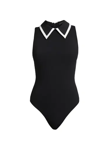 ALICE + OLIVIA Women's Rothy Sleeveless Bodysuit - Black Off White | Thumbnail 1 ALICE + OLIVIA Women's Rothy Sleeveless Bodysuit - Black Off White | Thumbnail 1