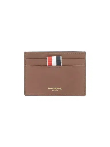 Thom Browne Men's Single Leather Card Holder - Dark Brown | Thumbnail 1 Thom Browne Men's Single Leather Card Holder - Dark Brown | Thumbnail 1