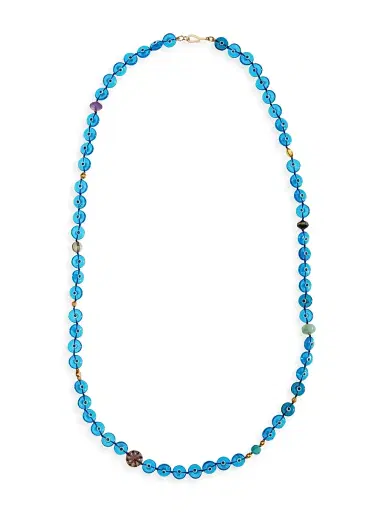 Ileana Makri Women's Globetrotter 18K Yellow Gold, Sterling Silver & Mixed-Media Evil Eye Beaded Necklace - Blue | Thumbnail 1 Ileana Makri Women's Globetrotter 18K Yellow Gold, Sterling Silver & Mixed-Media Evil Eye Beaded Necklace - Blue | Thumbnail 1