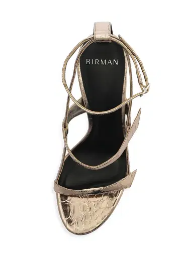 Alexandre Birman Women's Tita 85MM Metallic Leather Cage Sandals - Grafite | Thumbnail 4 Alexandre Birman Women's Tita 85MM Metallic Leather Cage Sandals - Grafite | Thumbnail 4
