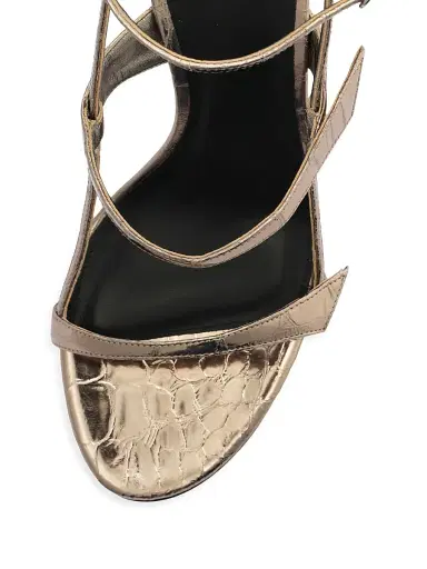 Alexandre Birman Women's Tita 85MM Metallic Leather Cage Sandals - Grafite | Thumbnail 5 Alexandre Birman Women's Tita 85MM Metallic Leather Cage Sandals - Grafite | Thumbnail 5