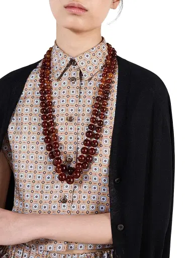 Prada Women's Printed Twill Silk Shirt - Brown | Thumbnail 5 Prada Women's Printed Twill Silk Shirt - Brown | Thumbnail 5