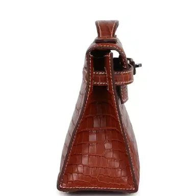 HERMÈS Pre-owned Hermes Kelly Pochette Fauve Matte Niloticus Crocodile Ruthenium Hardware | Thumbnail 4 HERMÈS Pre-owned Hermes Kelly Pochette Fauve Matte Niloticus Crocodile Ruthenium Hardware | Thumbnail 4