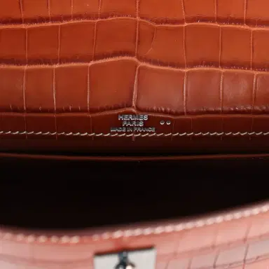 HERMÈS Pre-owned Hermes Kelly Pochette Fauve Matte Niloticus Crocodile Ruthenium Hardware | Thumbnail 7 HERMÈS Pre-owned Hermes Kelly Pochette Fauve Matte Niloticus Crocodile Ruthenium Hardware | Thumbnail 7