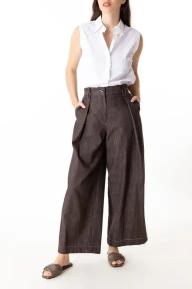 Brunello Cucinelli Shiny Trim Sleeveless Shirt | Thumbnail 2 Brunello Cucinelli Shiny Trim Sleeveless Shirt | Thumbnail 2