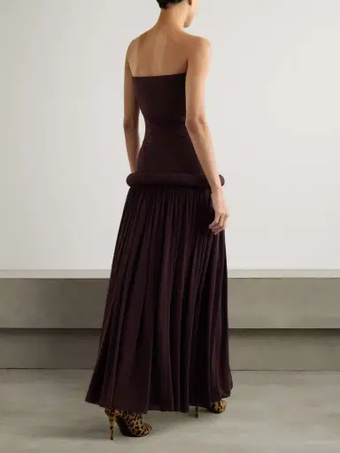 Alaïa Strapless Pleated Stretch-jersey Midi Dress | Thumbnail 3 Alaïa Strapless Pleated Stretch-jersey Midi Dress | Thumbnail 3