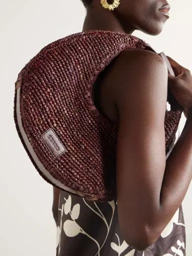 Staud Moon Leather-trimmed Raffia Tote | Thumbnail 2 Staud Moon Leather-trimmed Raffia Tote | Thumbnail 2