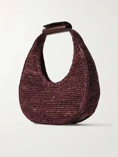 Staud Moon Leather-trimmed Raffia Tote | Thumbnail 3 Staud Moon Leather-trimmed Raffia Tote | Thumbnail 3