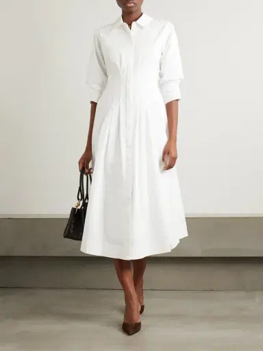 Simkhai Jazz Pleated Cotton-blend Poplin Midi Shirt Dress | Thumbnail 2 Simkhai Jazz Pleated Cotton-blend Poplin Midi Shirt Dress | Thumbnail 2
