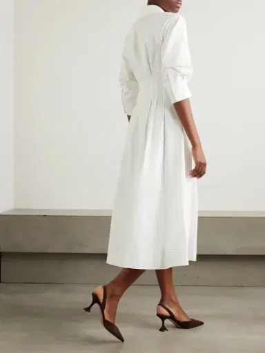 Simkhai Jazz Pleated Cotton-blend Poplin Midi Shirt Dress | Thumbnail 3 Simkhai Jazz Pleated Cotton-blend Poplin Midi Shirt Dress | Thumbnail 3