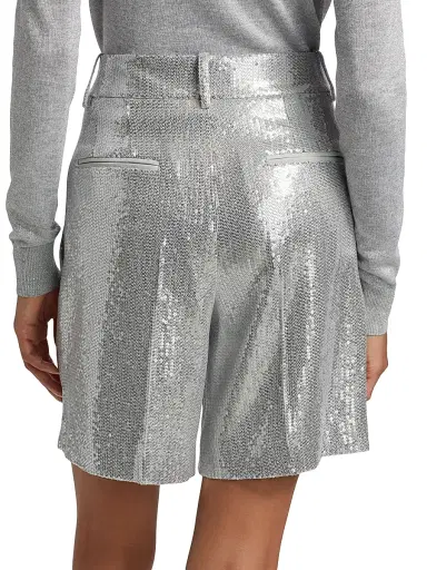 Michael Kors Collection Women's Sequined Pleated Shorts - Pearl Silver | Thumbnail 5 Michael Kors Collection Women's Sequined Pleated Shorts - Pearl Silver | Thumbnail 5