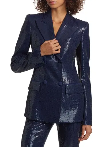 Michael Kors Collection Women's Sequined Double-Breasted Blazer - Maritime | Thumbnail 3 Michael Kors Collection Women's Sequined Double-Breasted Blazer - Maritime | Thumbnail 3