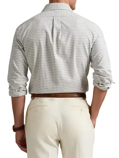 Polo Ralph Lauren Men's Classic-Fit Gingham Oxford Shirt - Grey Heather White | Thumbnail 4 Polo Ralph Lauren Men's Classic-Fit Gingham Oxford Shirt - Grey Heather White | Thumbnail 4