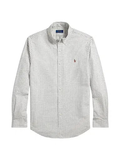 Polo Ralph Lauren Men's Classic-Fit Gingham Oxford Shirt - Grey Heather White | Thumbnail 1 Polo Ralph Lauren Men's Classic-Fit Gingham Oxford Shirt - Grey Heather White | Thumbnail 1
