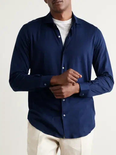 Loro Piana Andrew Slim-Fit Cotton-Jersey Shirt - Men | Thumbnail 3 Loro Piana Andrew Slim-Fit Cotton-Jersey Shirt - Men | Thumbnail 3