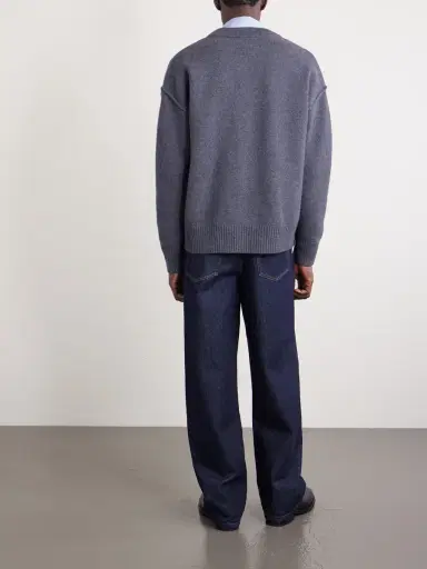 AMI PARIS Logo-Intarsia Merino Wool Cardigan - Men | Thumbnail 4 AMI PARIS Logo-Intarsia Merino Wool Cardigan - Men | Thumbnail 4