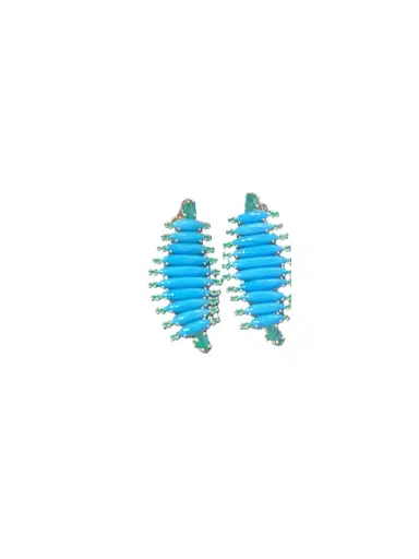 Wish Fine Jewelry 32.59ct Turquoise Blue Sapphire Diamond 18K Gold Statement Earrings | Thumbnail 1 Wish Fine Jewelry 32.59ct Turquoise Blue Sapphire Diamond 18K Gold Statement Earrings | Thumbnail 1