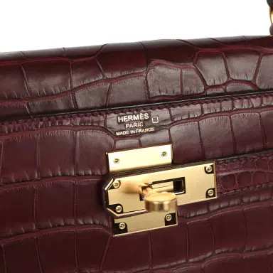 HERMÈS Hermes Kelly Retourne 28 Bordeaux Matte Alligator Gold Hardware | Thumbnail 7 HERMÈS Hermes Kelly Retourne 28 Bordeaux Matte Alligator Gold Hardware | Thumbnail 7