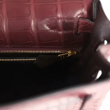 HERMÈS Hermes Kelly Retourne 28 Bordeaux Matte Alligator Gold Hardware | Thumbnail 9 HERMÈS Hermes Kelly Retourne 28 Bordeaux Matte Alligator Gold Hardware | Thumbnail 9