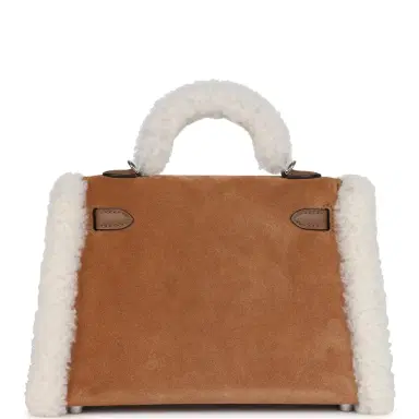 HERMÈS Hermes Teddy Kelly 20 Chamois Shearling and Swift Palladium Hardware | Thumbnail 5 HERMÈS Hermes Teddy Kelly 20 Chamois Shearling and Swift Palladium Hardware | Thumbnail 5
