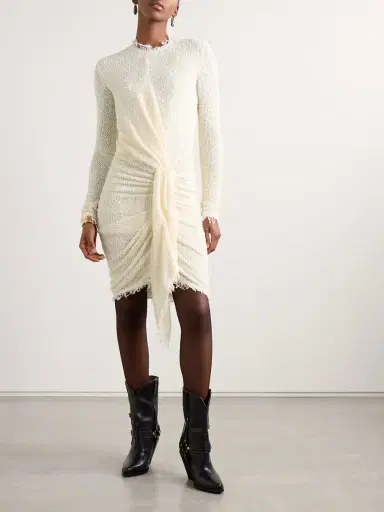 Isabel Marant Ophelie Frayed Draped Bouclé Mini Dress | Thumbnail 3 Isabel Marant Ophelie Frayed Draped Bouclé Mini Dress | Thumbnail 3