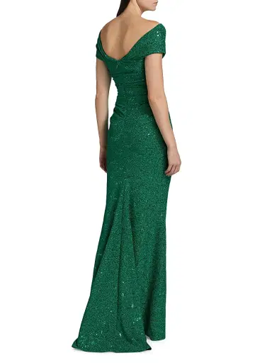 Talbot Runhof Women's Sequined Metallic Jersey Gown - Billiard | Thumbnail 5 Talbot Runhof Women's Sequined Metallic Jersey Gown - Billiard | Thumbnail 5