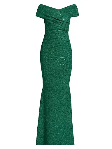 Talbot Runhof Women's Sequined Metallic Jersey Gown - Billiard | Thumbnail 1 Talbot Runhof Women's Sequined Metallic Jersey Gown - Billiard | Thumbnail 1