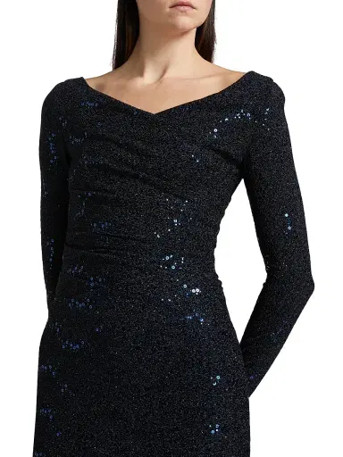 Talbot Runhof Women's Mesh Paillettes Mermaid Gown - Royal Navy | Thumbnail 6 Talbot Runhof Women's Mesh Paillettes Mermaid Gown - Royal Navy | Thumbnail 6