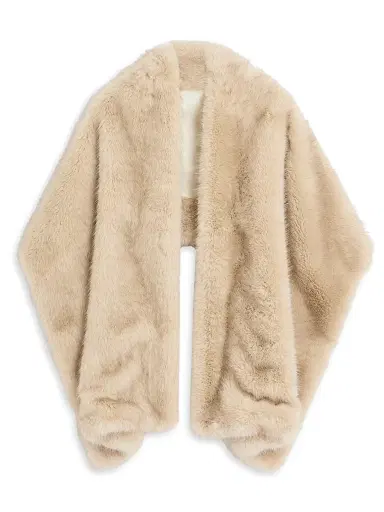 Valentino Garavani Women's Faux Fur Scarf - Ivory Beige | Thumbnail 4 Valentino Garavani Women's Faux Fur Scarf - Ivory Beige | Thumbnail 4