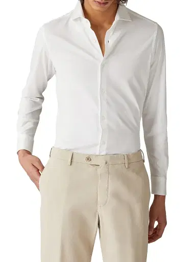 Loro Piana Men's Solid Cotton Button-Front Shirt - White | Thumbnail 3 Loro Piana Men's Solid Cotton Button-Front Shirt - White | Thumbnail 3