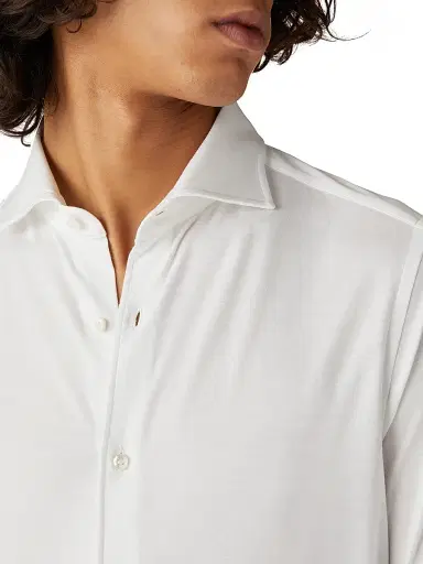 Loro Piana Men's Solid Cotton Button-Front Shirt - White | Thumbnail 6 Loro Piana Men's Solid Cotton Button-Front Shirt - White | Thumbnail 6