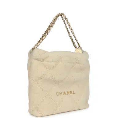 Chanel Chanel Small 22 Bag Ecru Shearling Brushed Gold Hardware | Thumbnail 2 Chanel Chanel Small 22 Bag Ecru Shearling Brushed Gold Hardware | Thumbnail 2