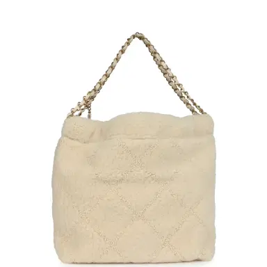 Chanel Chanel Small 22 Bag Ecru Shearling Brushed Gold Hardware | Thumbnail 4 Chanel Chanel Small 22 Bag Ecru Shearling Brushed Gold Hardware | Thumbnail 4