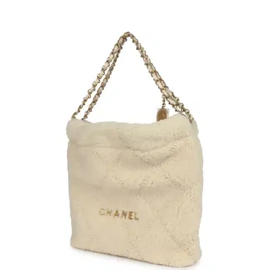 Chanel Chanel Small 22 Bag Ecru Shearling Brushed Gold Hardware | Thumbnail 5 Chanel Chanel Small 22 Bag Ecru Shearling Brushed Gold Hardware | Thumbnail 5